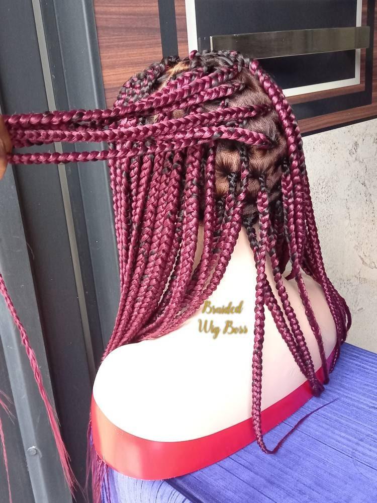 Box Braid wig on Full Lace Wig 30 Inches for Black Women Burgundy Color 900 - BRAIDED WIG BOSS