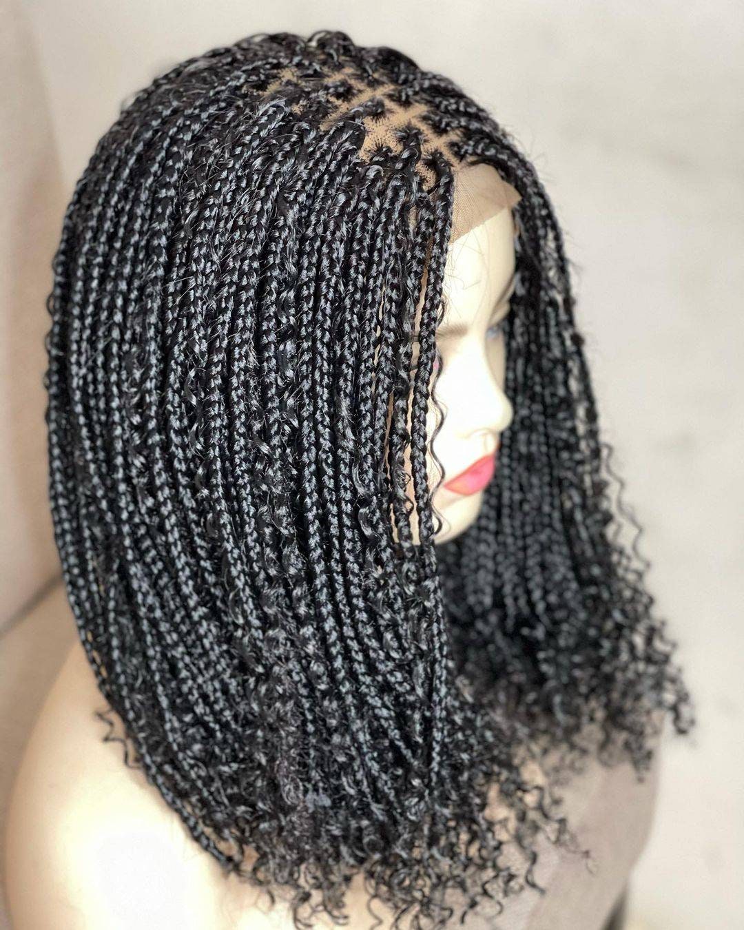 Boho Knotless Braided Wig with Lace Front & Full Lace Braided Box Braid Wig for Black Women - Ready to Ship Handmade Glueless Braids Wig