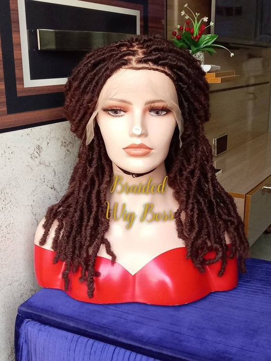 Faux locs full lace wig, dreadlocks wig, braided wig, full lace braid wig, lace front braided wigs, braided wigs for black women, braid wig - BRAIDED WIG BOSS