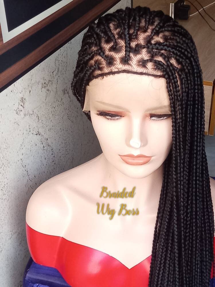 knotless full lace braided wig, knotless box braid wig, box braids lace wigs, braided lace front wig, full lace box braids for black women - BRAIDED WIG BOSS