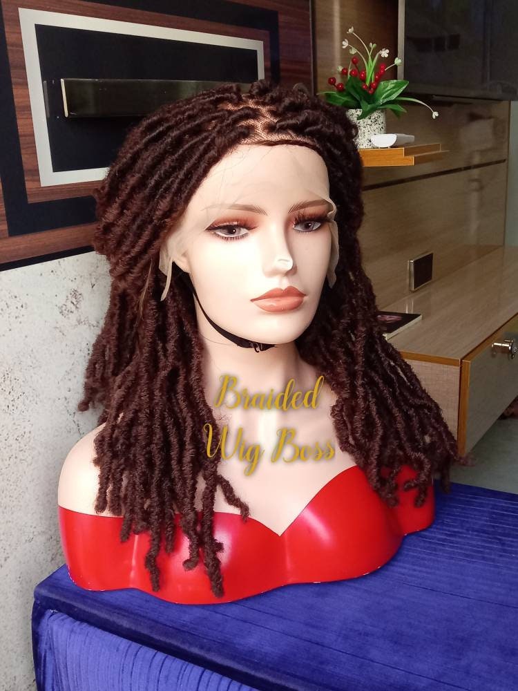 Faux locs full lace wig, dreadlocks wig, braided wig, full lace braid wig, lace front braided wigs, braided wigs for black women, braid wig - BRAIDED WIG BOSS