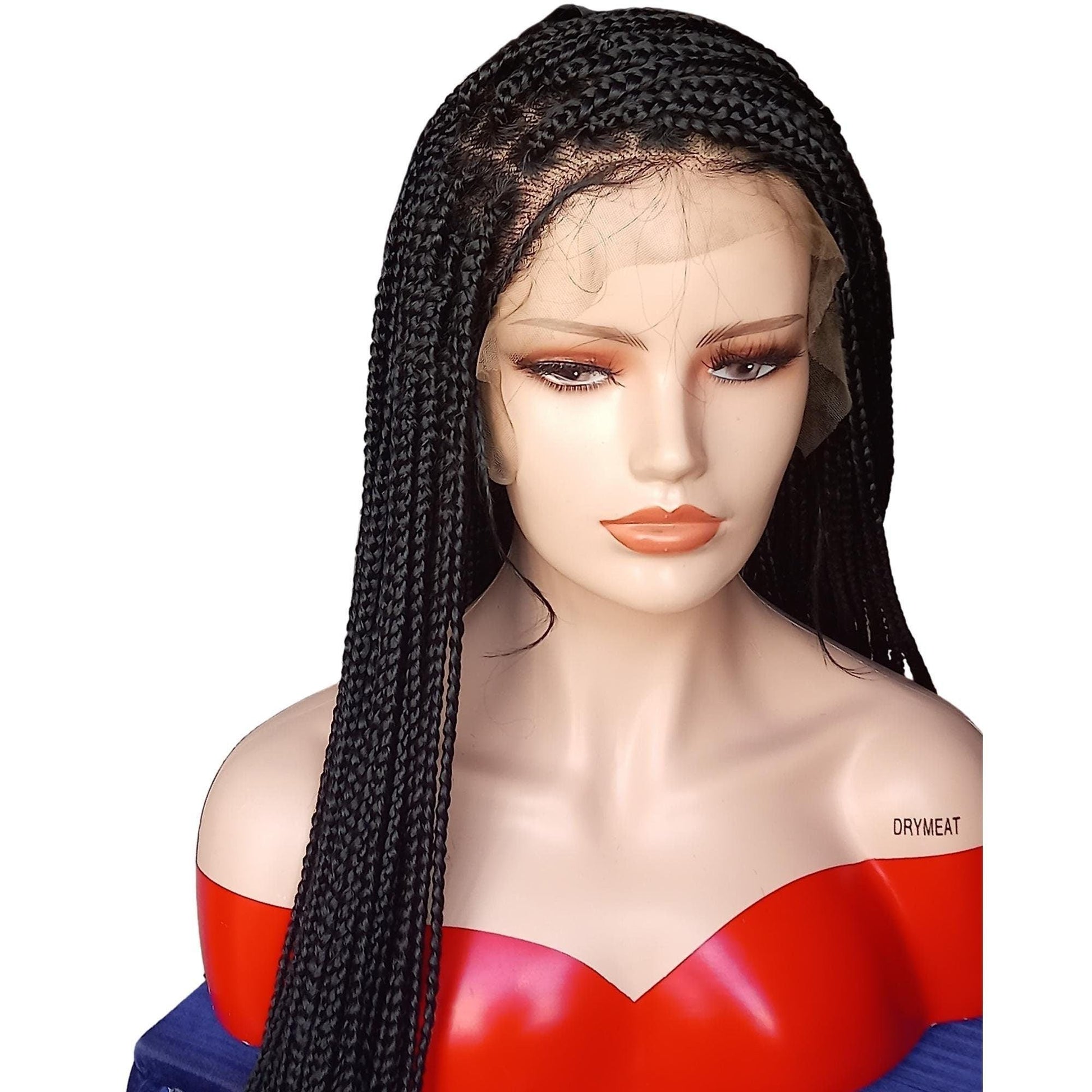 Black Knotless braided wig ON 13 by 6 Lace Front Braided Lace Wig, 34 Inches - BRAIDED WIG BOSS