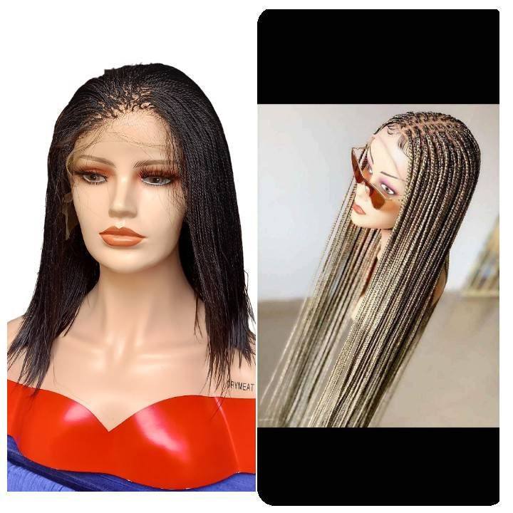2 in one set of braided wigs micro braid wig knotless box braid 100% handmade box braided braided lace wigs braided wigs for black women