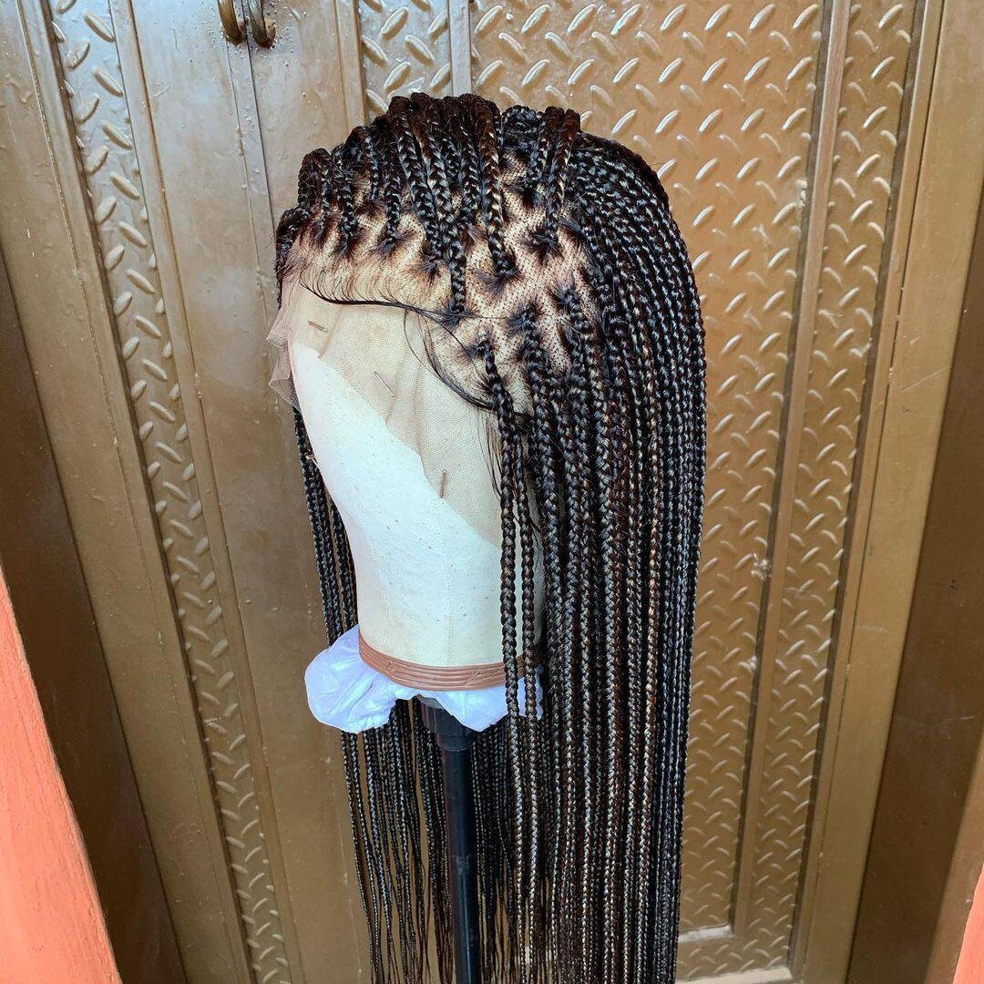 3 in 1 bundle of braided wigs knotless braid wig Cornrow wig Micro braids Synthetic black lace front braided wigs for black women dreadlocks - BRAIDED WIG BOSS