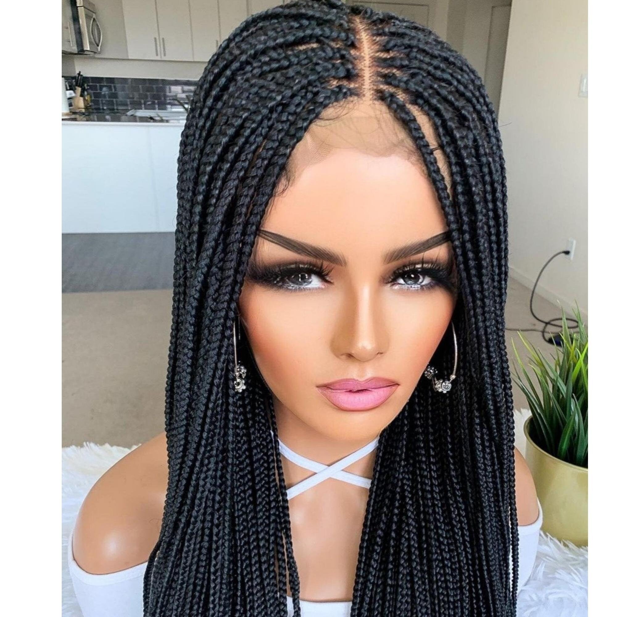 2 in 1 Pack of Braided Lace Front Wig Knotless Braids Box Braid