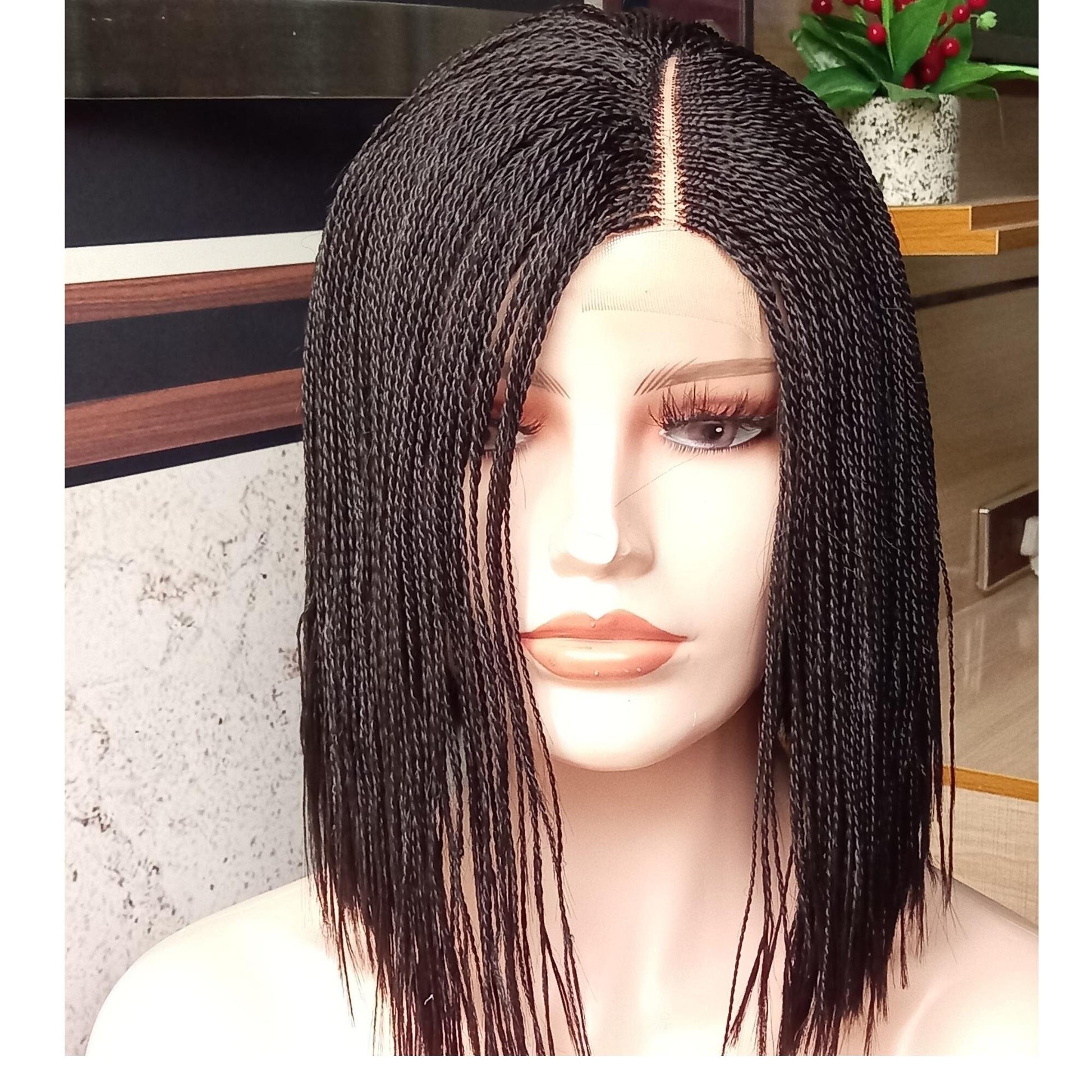 2 in 1 Pack of Braided Lace Front Wig Knotless Braids Box Braid Wig Micro Braid wig Synthetic braided wigs for Black Women - BRAIDED WIG BOSS
