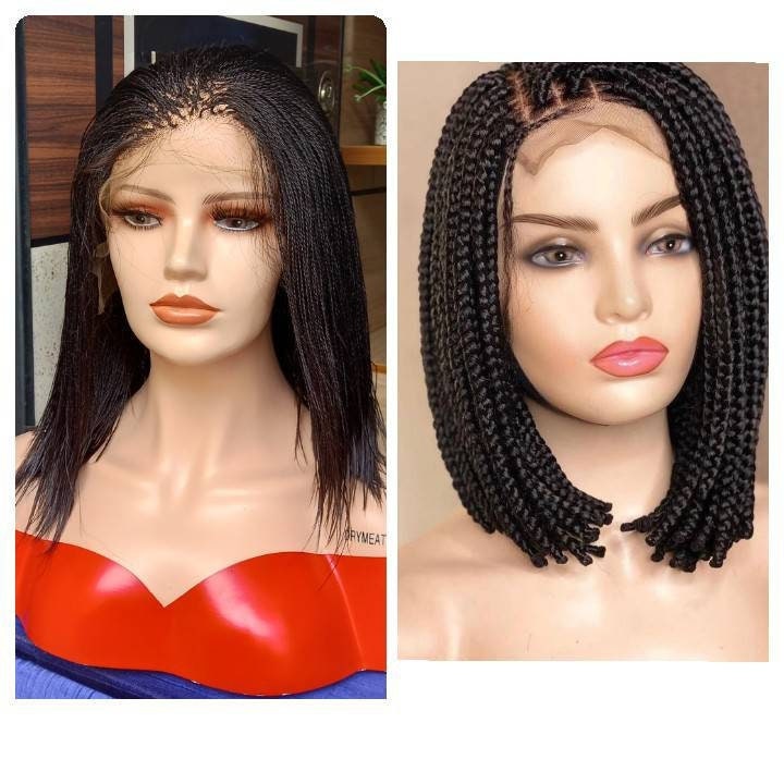 2 in 1 set of braided wig, Micro braid wig, short bob box braid wig, box braided wig, synthetic braid wig, braided wigs for black women