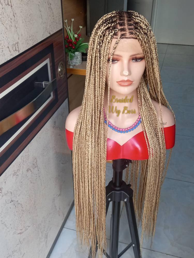 Full lace 34 Inches Knotless braid wig Braided wigs for black women Color 613 - BRAIDED WIG BOSS