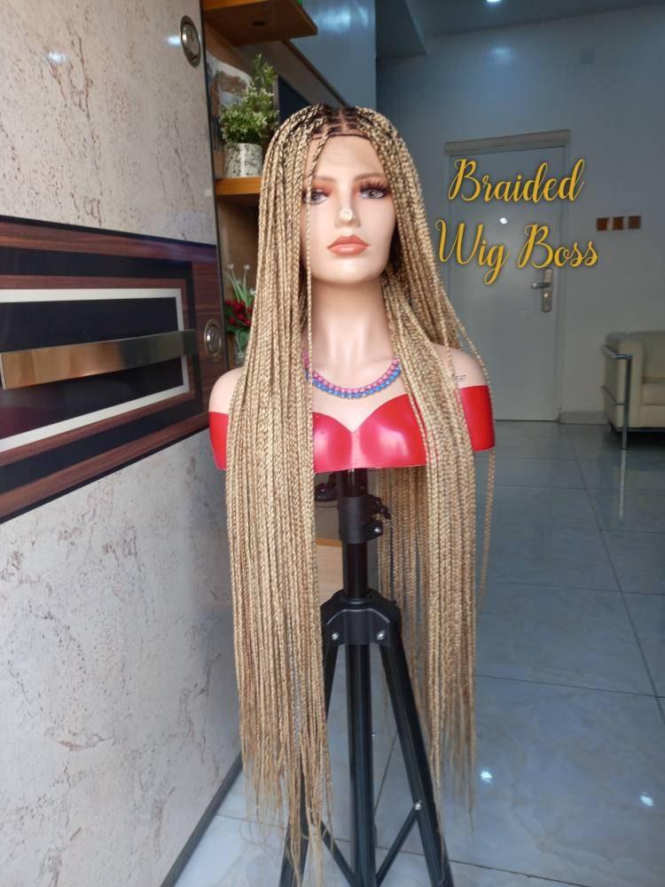 Full lace 34 Inches Knotless braid wig Braided wigs for black women Color 613