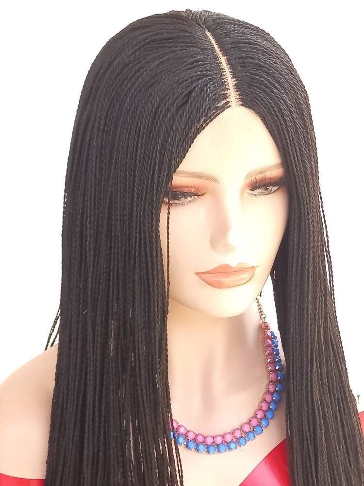 Ready to wear 28 inches micro braid wig braided wigs for black women knotless box braid wig cornrows wig micro twists braids faux locs wigs - BRAIDED WIG BOSS