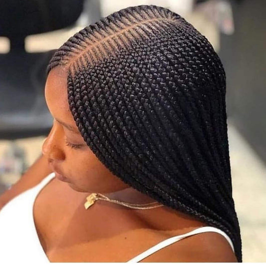 Kim K 2 by 6 Cornrow Lace Front Wig Handmade Box Braid Wig for Black Women - Knotless Braids, Faux Locs, Dreadlocks, and Micro Braids