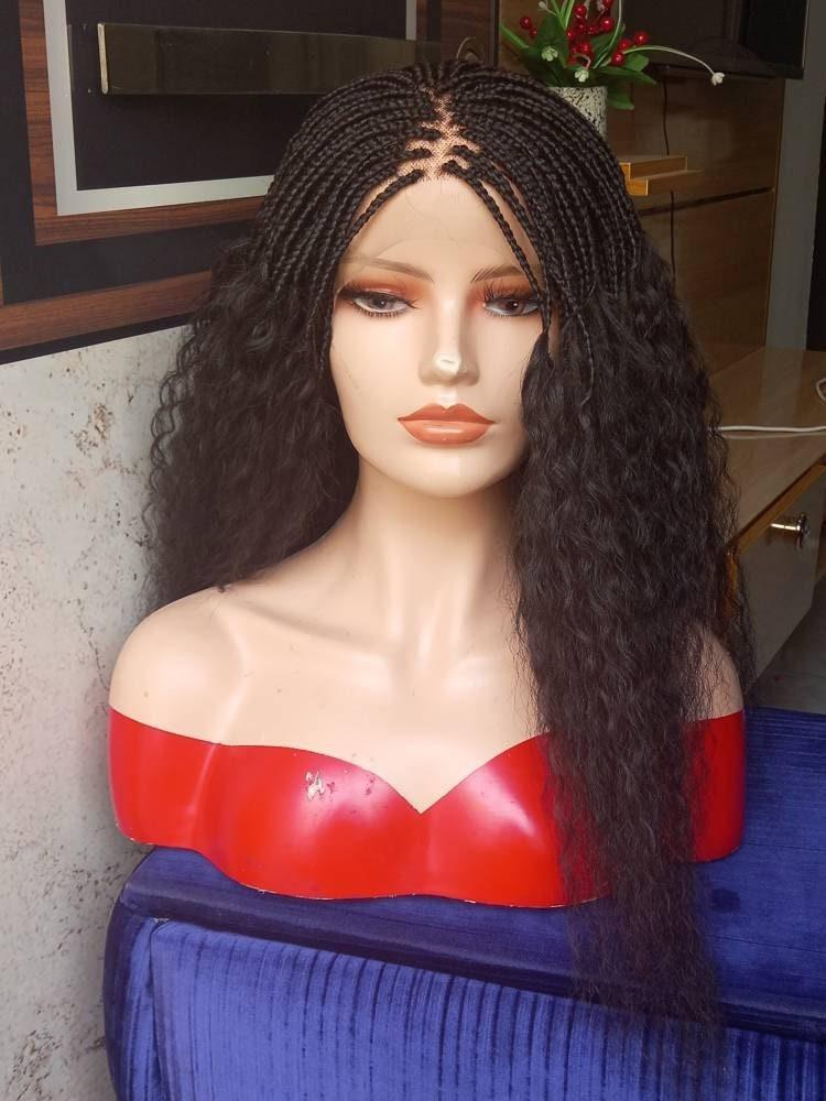 READY to SHIP 24 Inches Knotless box braids Wig for Black Women on 13*6 Lace Front and High Quality Synthetic Curly Hair - BRAIDED WIG BOSS