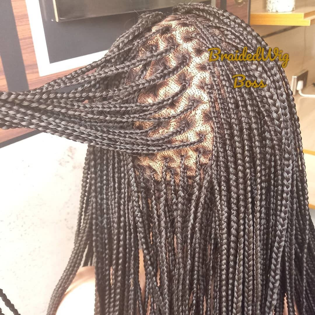 Ready to ship wig small knotless box braids wig for black women cornrows wig cornrow wigs faux locs dreadlocks lace wig tribal braided wigs - BRAIDED WIG BOSS