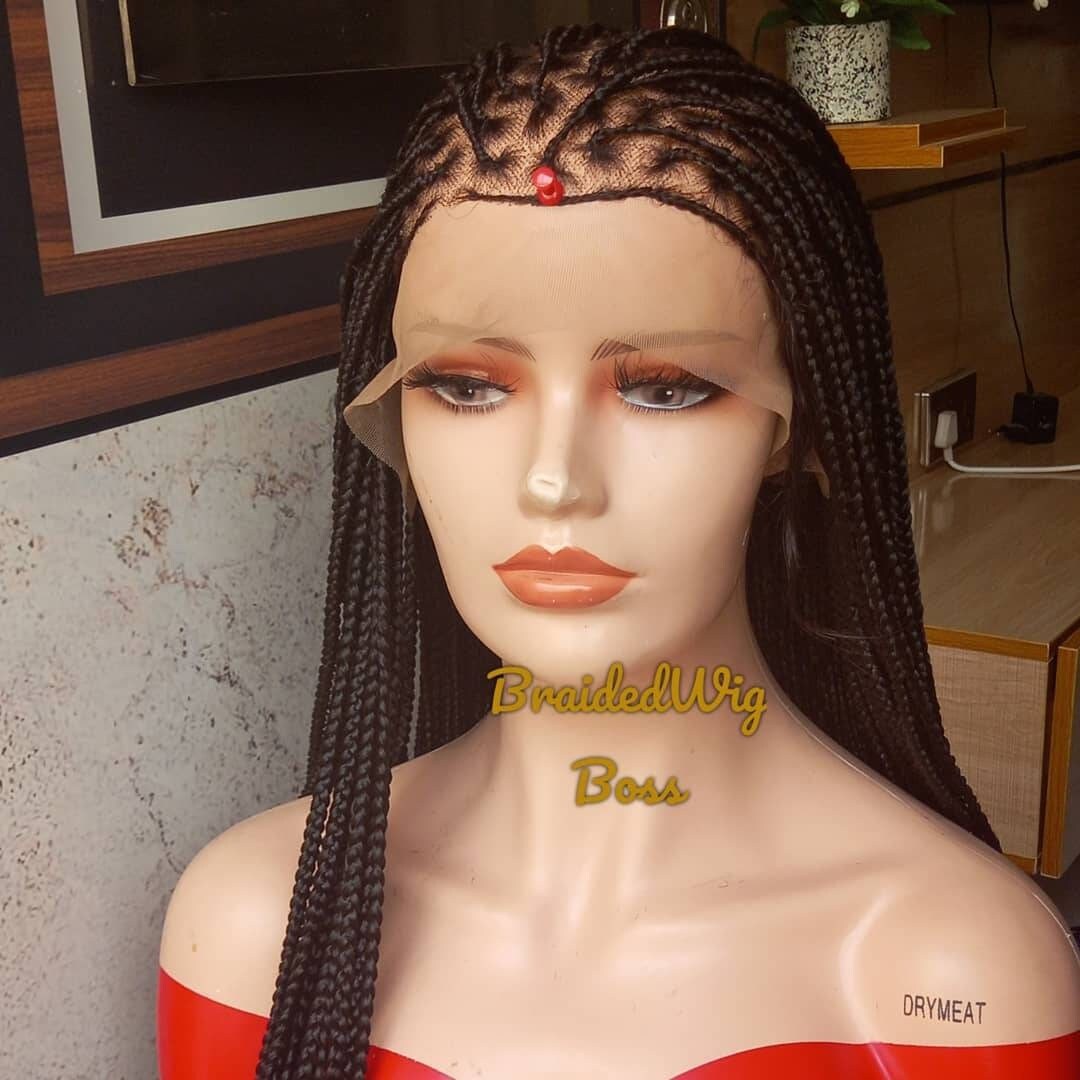 Ready to ship wig small knotless box braids wig for black women cornrows wig cornrow wigs faux locs dreadlocks lace wig tribal braided wigs - BRAIDED WIG BOSS