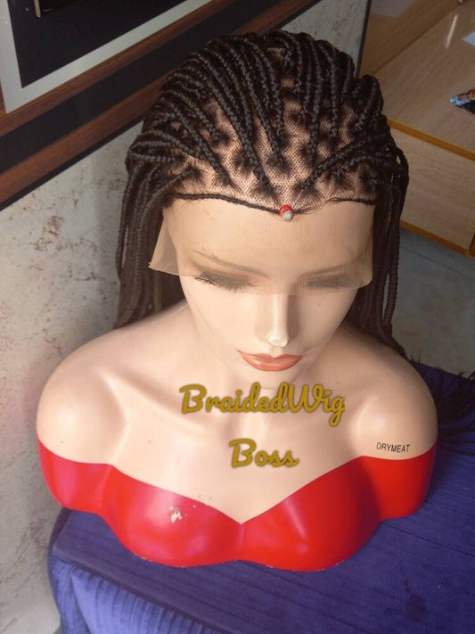 Ready to ship wig small knotless box braids wig for black women cornrows wig cornrow wigs faux locs dreadlocks lace wig tribal braided wigs - BRAIDED WIG BOSS