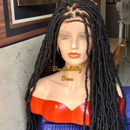 30-Inch Full Lace Distress Locs Faux Locs Wig for Black Women | Available in Color 1 & Different Lengths | Free Shipping - BRAIDED WIG BOSS