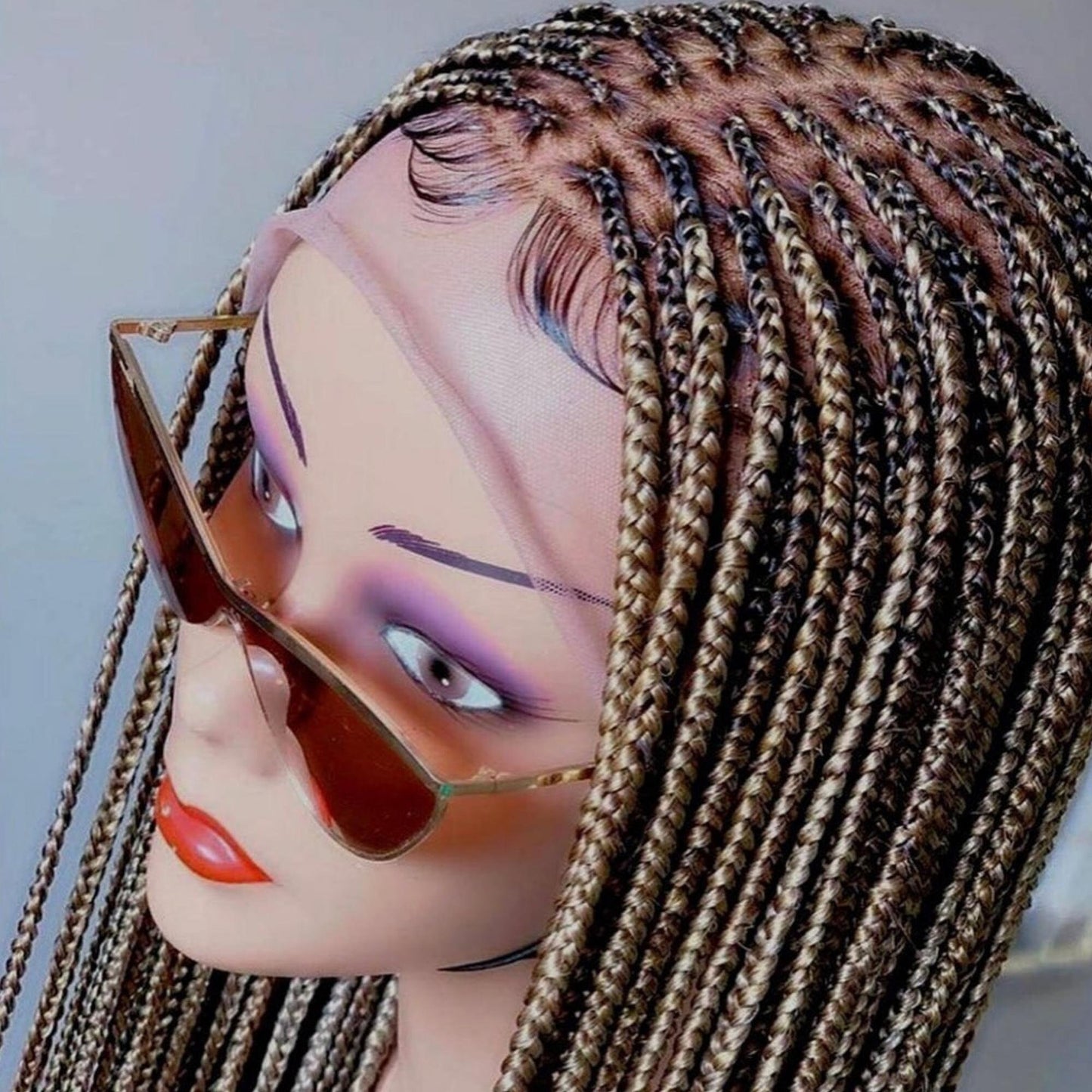 2 in 1 set of braided wig- knotless box braids wig for black women- cornrows wig Available in Different Lengths & Colors human hair lace