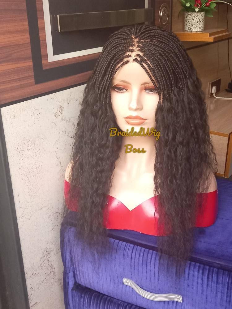 READY to SHIP 24 Inches Knotless box braids Wig for Black Women on 13*6 Lace Front and High Quality Synthetic Curly Hair - BRAIDED WIG BOSS