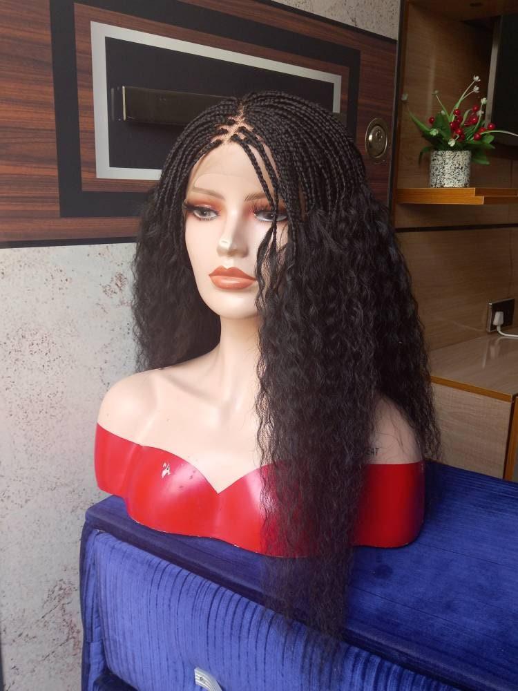 READY to SHIP 24 Inches Knotless box braids Wig for Black Women on 13*6 Lace Front and High Quality Synthetic Curly Hair - BRAIDED WIG BOSS