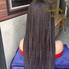 Knotless braid wig Braided wigs for black women handmade wig braid wig box braided wig micro braid wig dreadlock wig braided lace front wig - BRAIDED WIG BOSS