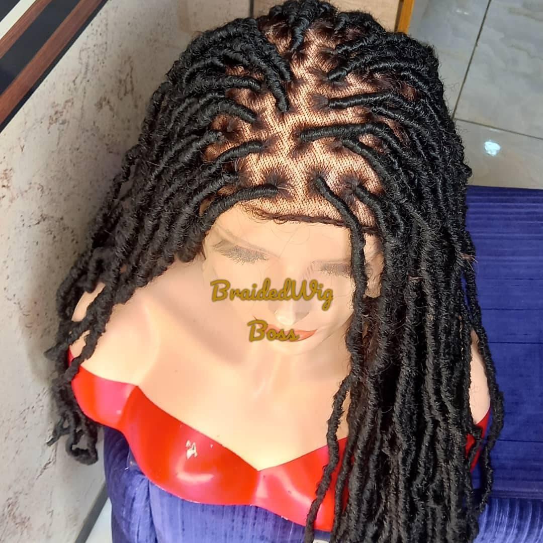 30-Inch Full Lace Distress Locs Faux Locs Wig for Black Women | Available in Color 1 & Different Lengths | Free Shipping - BRAIDED WIG BOSS