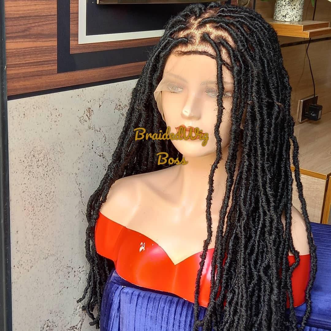 30-Inch Full Lace Distress Locs Faux Locs Wig for Black Women | Available in Color 1 & Different Lengths | Free Shipping - BRAIDED WIG BOSS