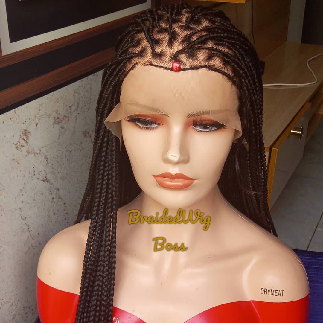 Ready to ship wig small knotless box braids wig for black women cornrows wig cornrow wigs faux locs dreadlocks lace wig tribal braided wigs - BRAIDED WIG BOSS