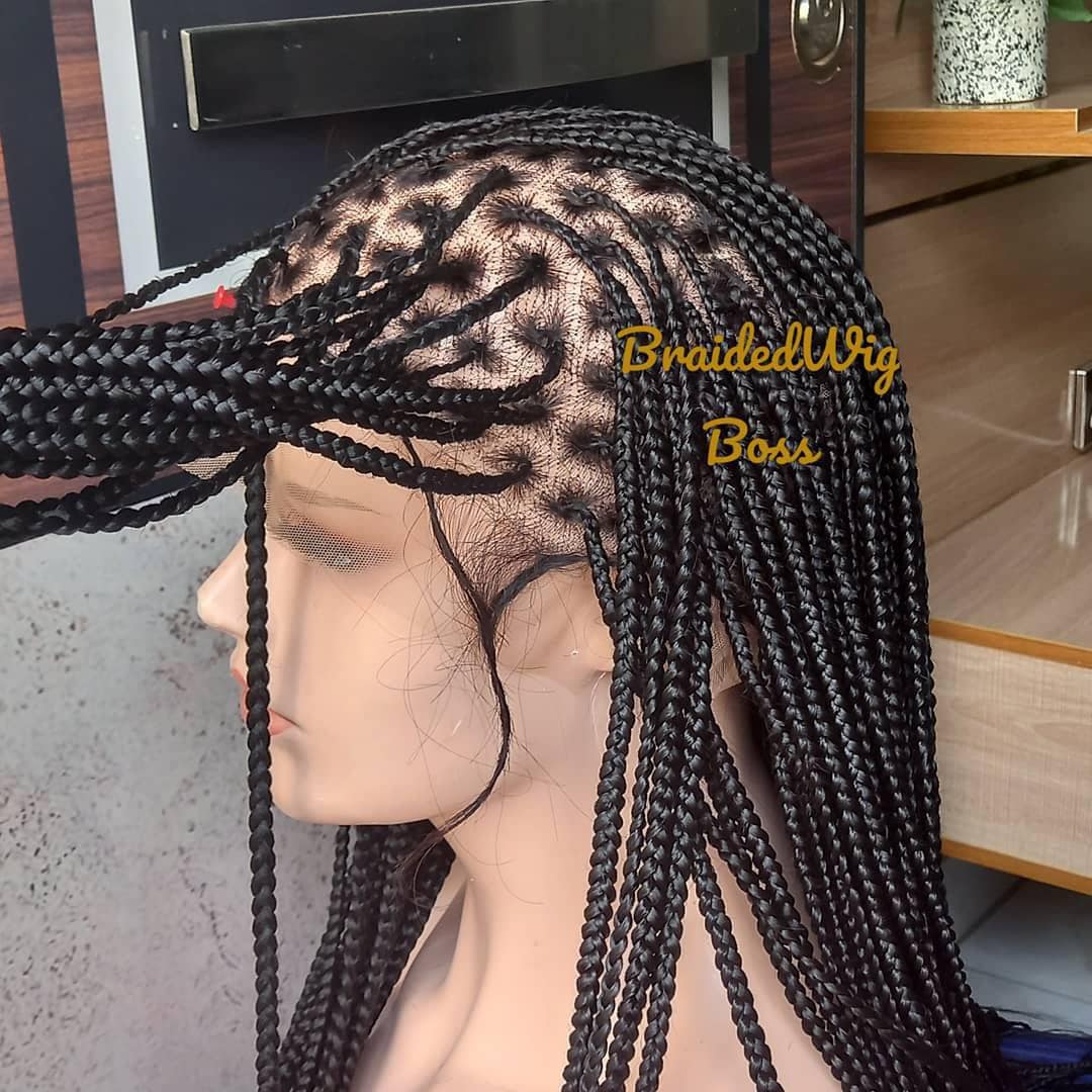 Ready to ship wig small knotless box braids wig for black women cornrows wig cornrow wigs faux locs dreadlocks lace wig tribal braided wigs - BRAIDED WIG BOSS