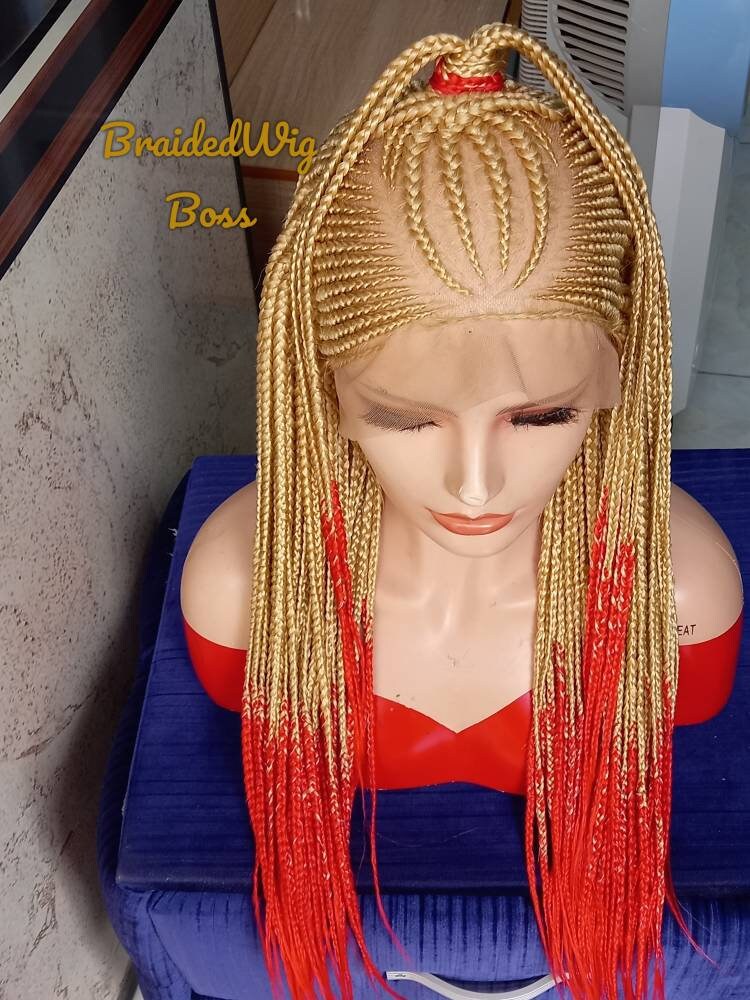 Blonde cornrow lace front wigs lace front wigs braids cornrow braided wigs for black women human hair lace front braided lace front wigs