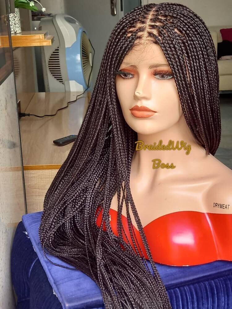 40 inches light weight knotless braid wig on braided lace front wig for black women box braids wig faux locs dreadlocks lace frontal wig