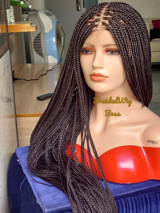 40 inches light weight knotless braid wig on braided lace front wig for black women box braids wig faux locs dreadlocks lace frontal wig - BRAIDED WIG BOSS