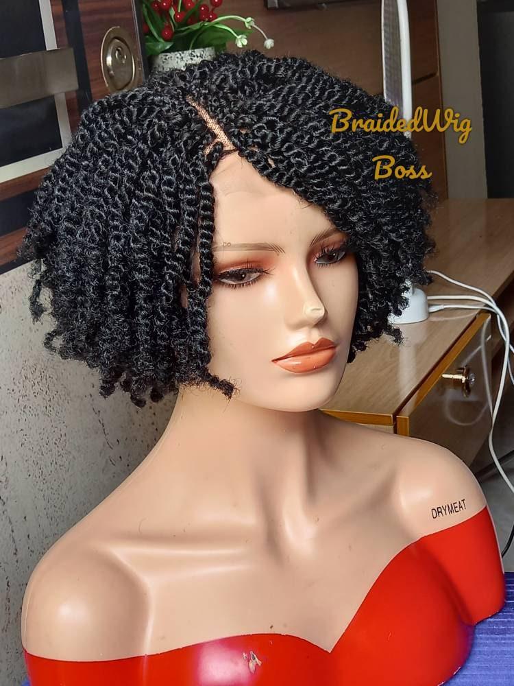 Short kinky braid wig braided lace front wigs for black women cornrows knotless braids faux locs dreadlocks human hair lace wig braided wig
