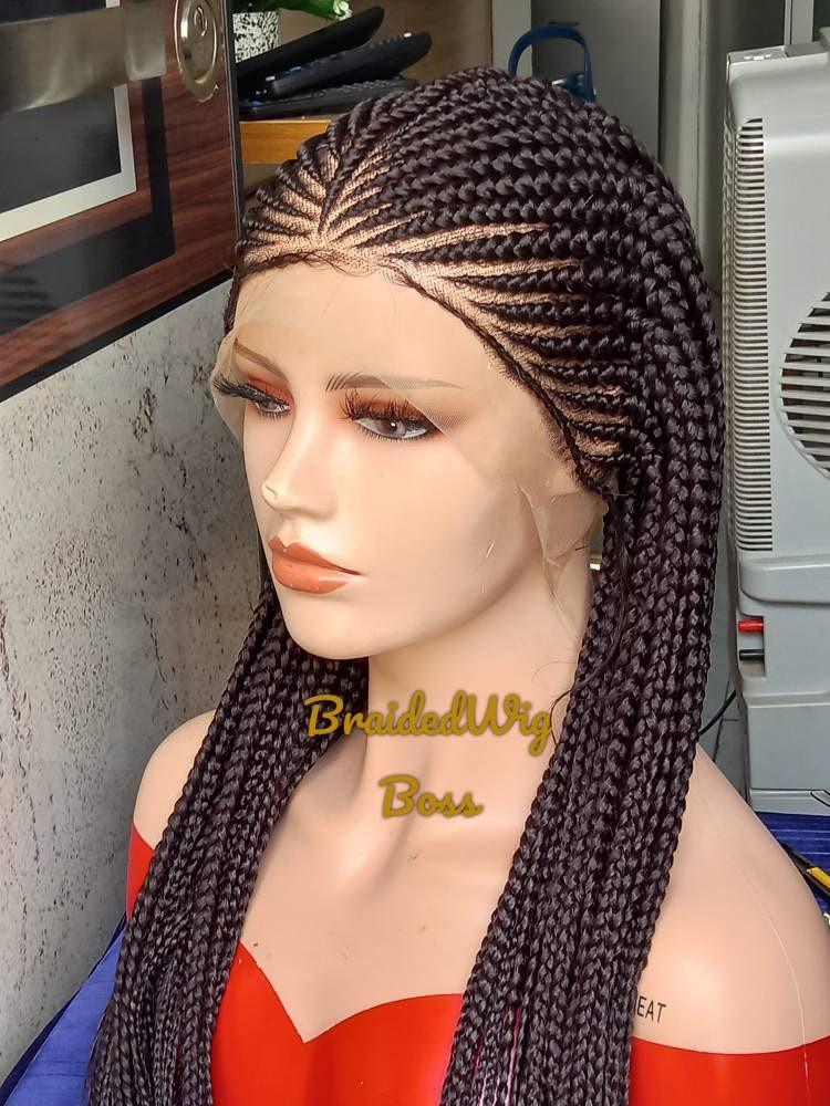 Cornrow Lace Front Wig - 30 Inches - Made for Black Women - 13x6 Frontal Lace - Color 2 - Multiple Colors & Lengths Available