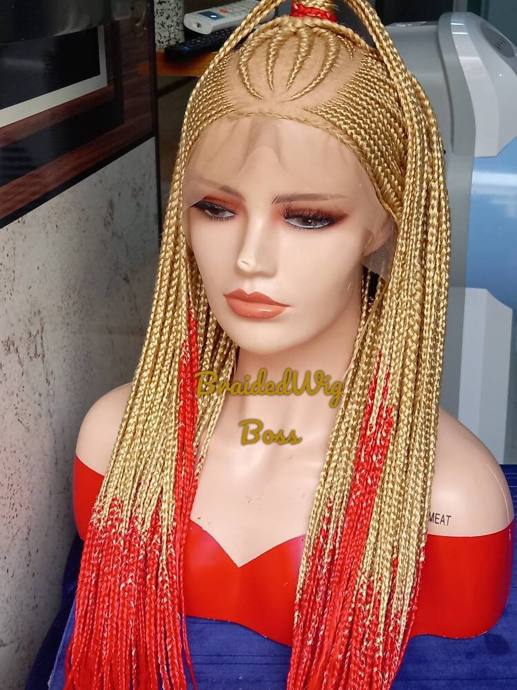 Blonde cornrow lace front wigs lace front wigs braids cornrow braided wigs for black women human hair lace front braided lace front wigs