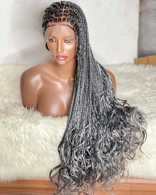 Spanish curls knotless braid wig box braids wig for black women cornrow wig knotless braids faux locs dreadlocks lace wig tribal braided Wig - BRAIDED WIG BOSS