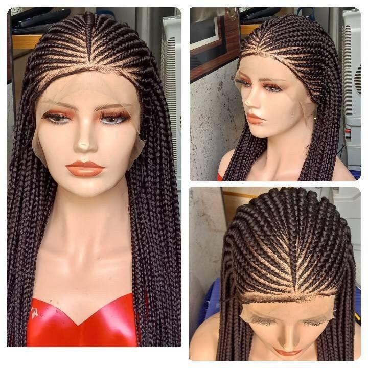 Cornrow Lace Front Wig - 30 Inches - Made for Black Women - 13x6 Frontal Lace - Color 2 - Multiple Colors & Lengths Available