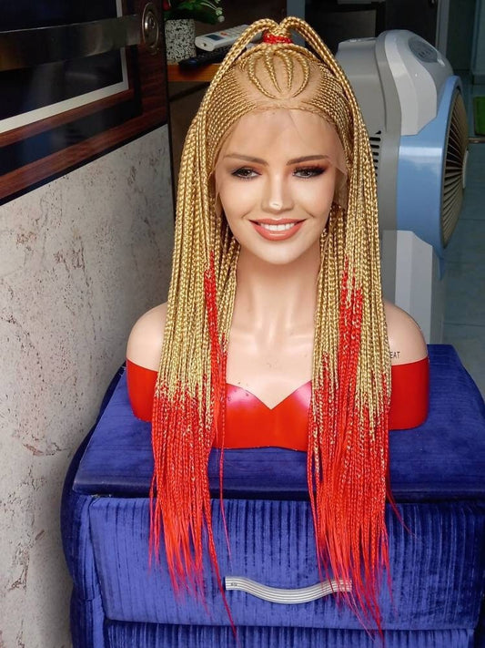 Blonde cornrow lace front wigs lace front wigs braids cornrow braided wigs for black women human hair lace front braided lace front wigs - BRAIDED WIG BOSS