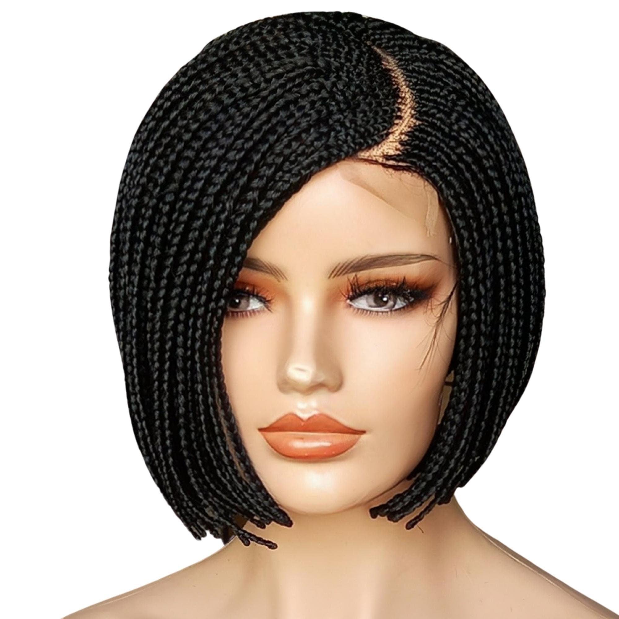 Short Bob braid wig on 2 by 4 braided lace front wigs for black