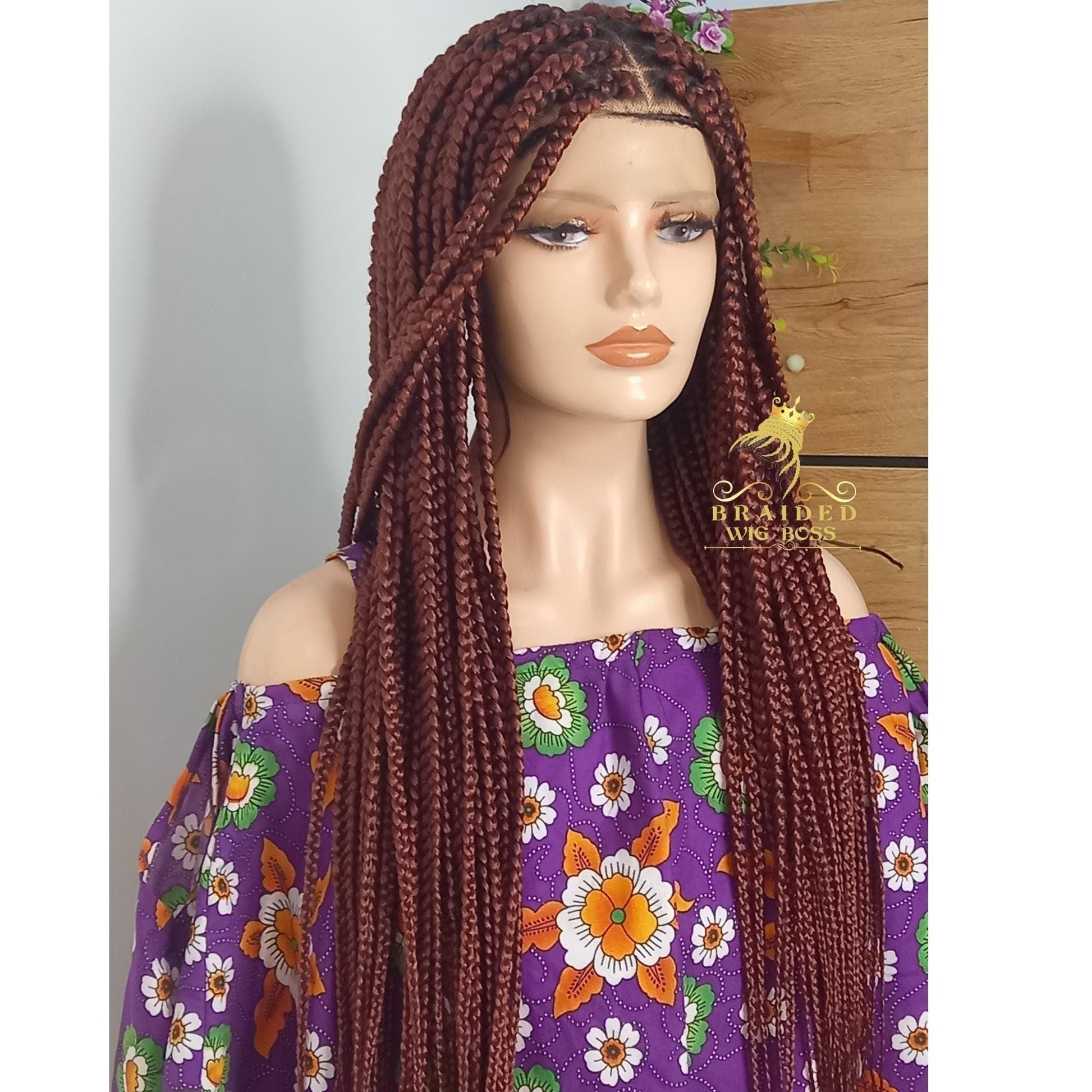 Burgundy Box Braid wig on Full Lace Braided Wigs for Black Women - BRAIDED WIG BOSS