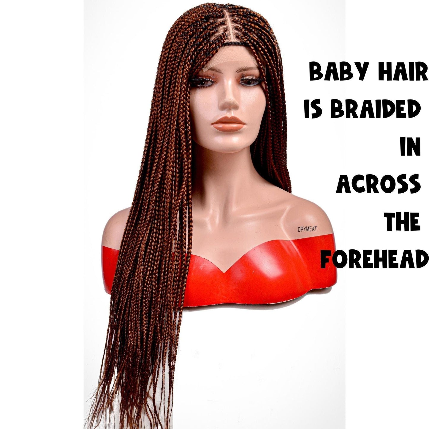 New Knotless box braid braided wigs for black women, 4 BY 4 Knotless Braided Lace Wig Auburn Color 30, 30 Inches