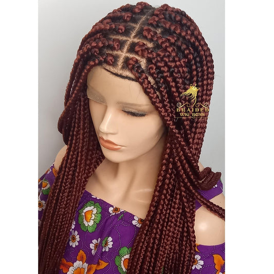 Box braid wig on a full lace braided wigs for black women human hair lace front clearance braided lace wig for sale - BRAIDED WIG BOSS