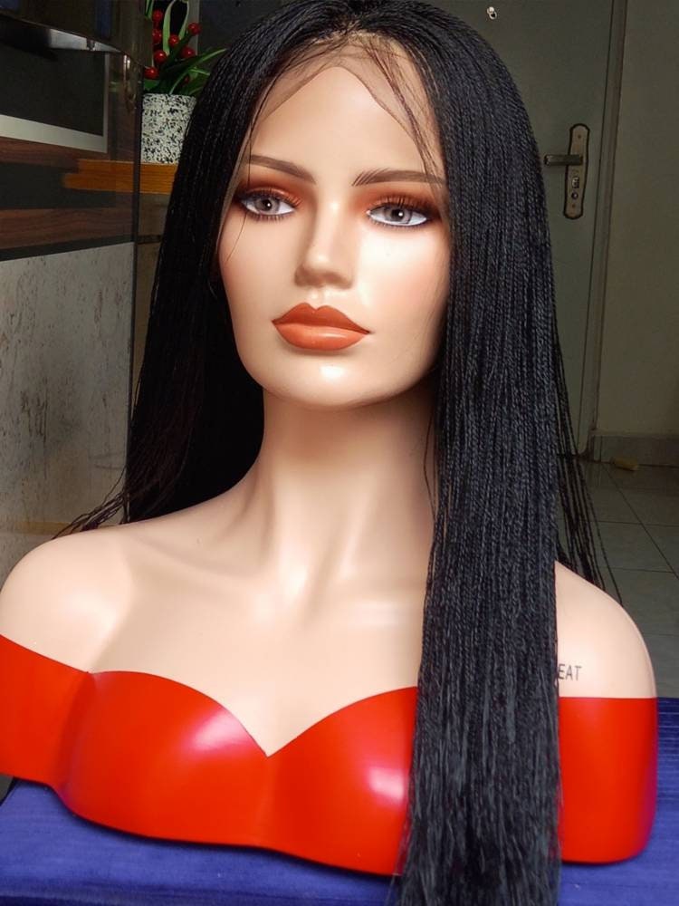 30-Inch Micro Million Twist Wig on 13x6 Braided Lace Front New Color 1 Braided Wig for Black Women Micro Braids Lace Front Wig Million Twist Twisted