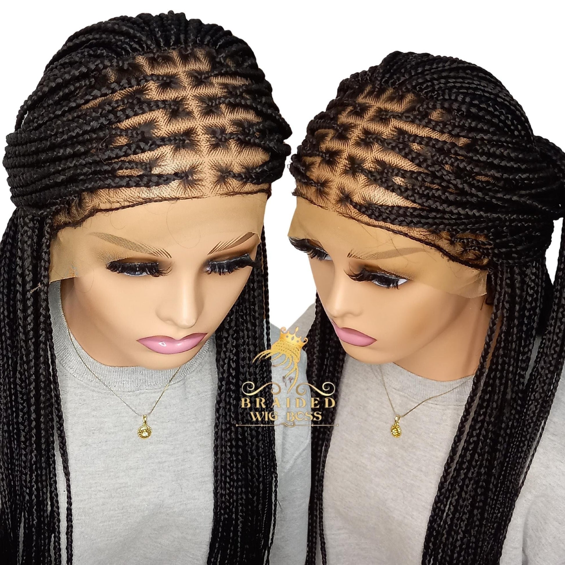 Premium High Temperature Synthetic Braided Lace Front Wig In Black