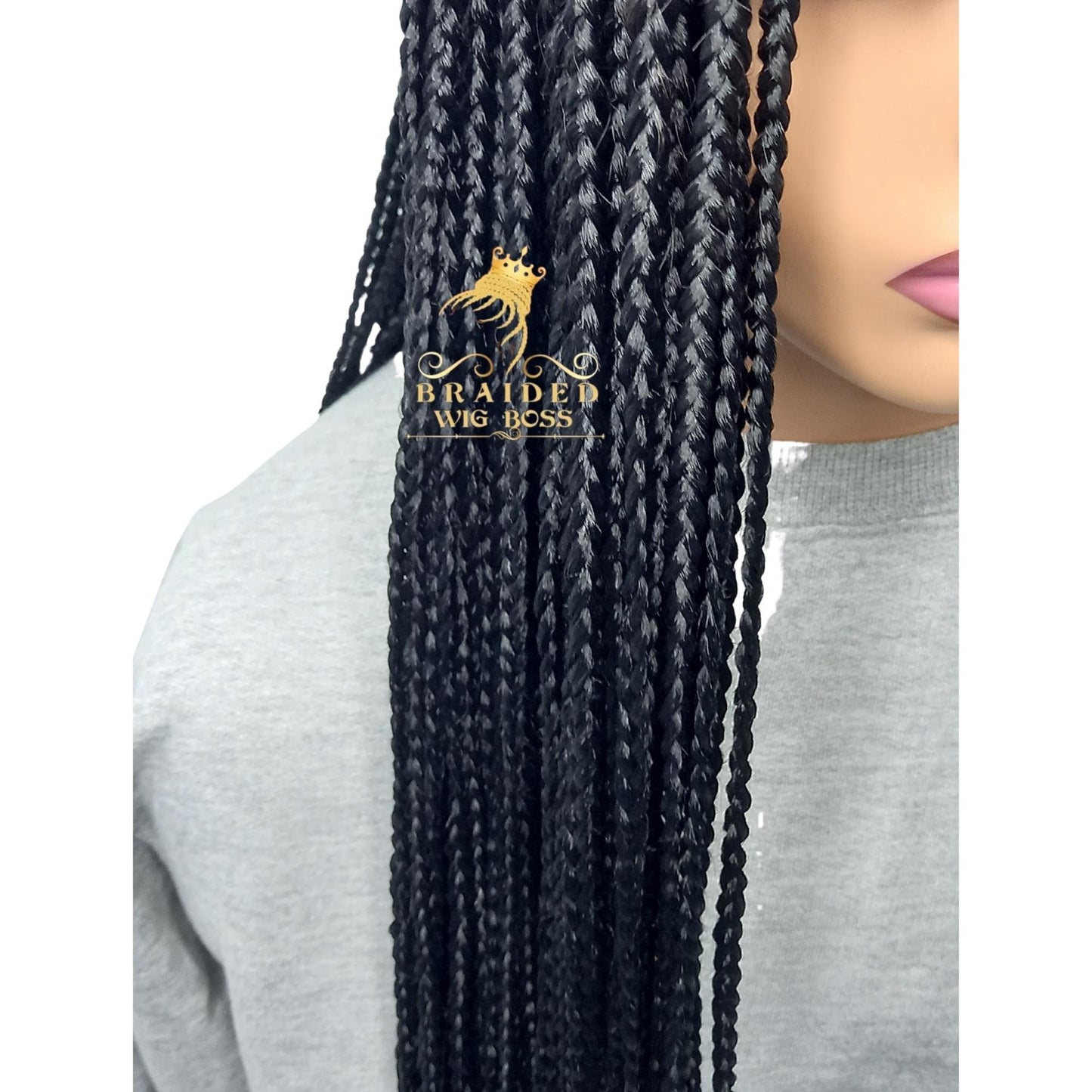 13x4 Knotless Braid Wig for Black Women - Box Braids Synthetic Braided Lace Front Wig in Color 2 Available in Multiple Lengths and Colors - BRAIDED WIG BOSS