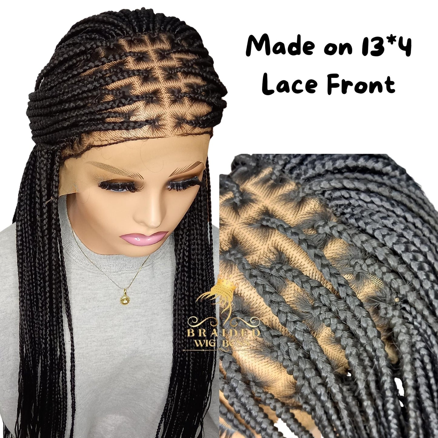 13x4 Knotless Braid Wig for Black Women - Box Braids Synthetic Braided Lace Front Wig in Color 2 Available in Multiple Lengths and Colors