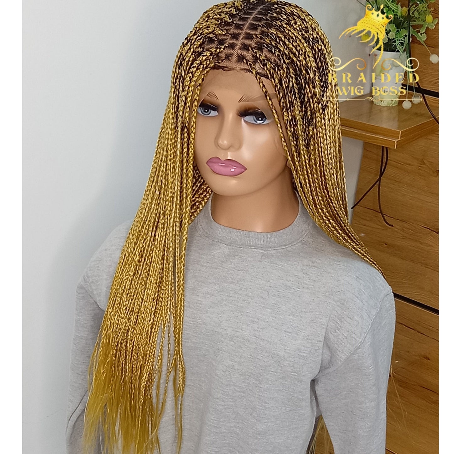 Blonde Knotless Braid Wig for Black Women, 13*6 Lace Front & Full Lace, Synthetic Heat Resistant Box Braided Wig in Various Colors/Lengths