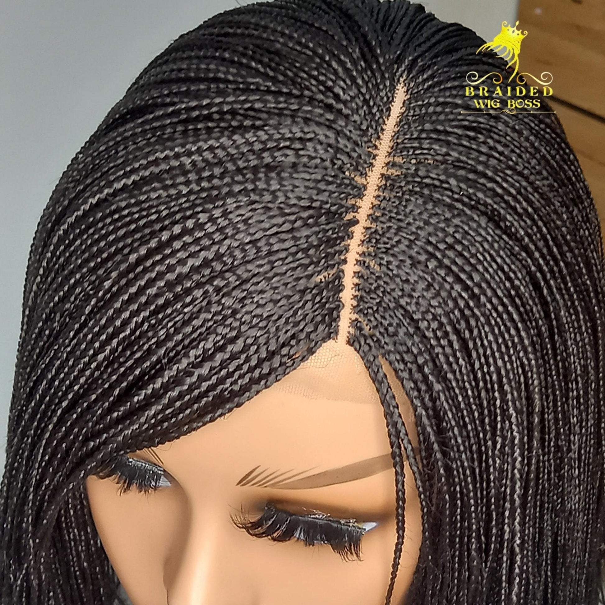 10 Inches Short Micro Braid Wig on 2 By 4 Lace Front Color 2 Without Baby Hairs Glueless Braided Lace Wig for Black Women - BRAIDED WIG BOSS