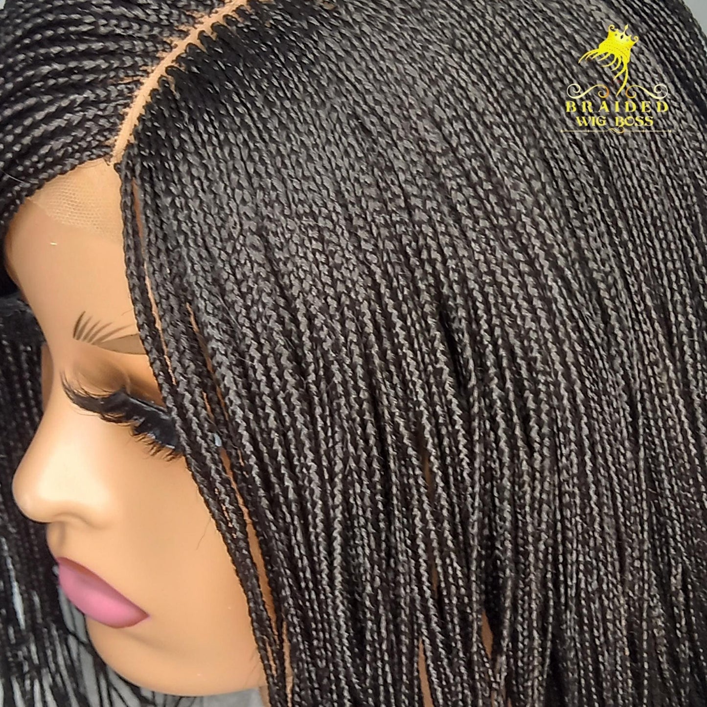 10 Inches Short Micro Braid Wig on 2 By 4 Lace Front Color 2 Without Baby Hairs Glueless Braided Lace Wig for Black Women - BRAIDED WIG BOSS
